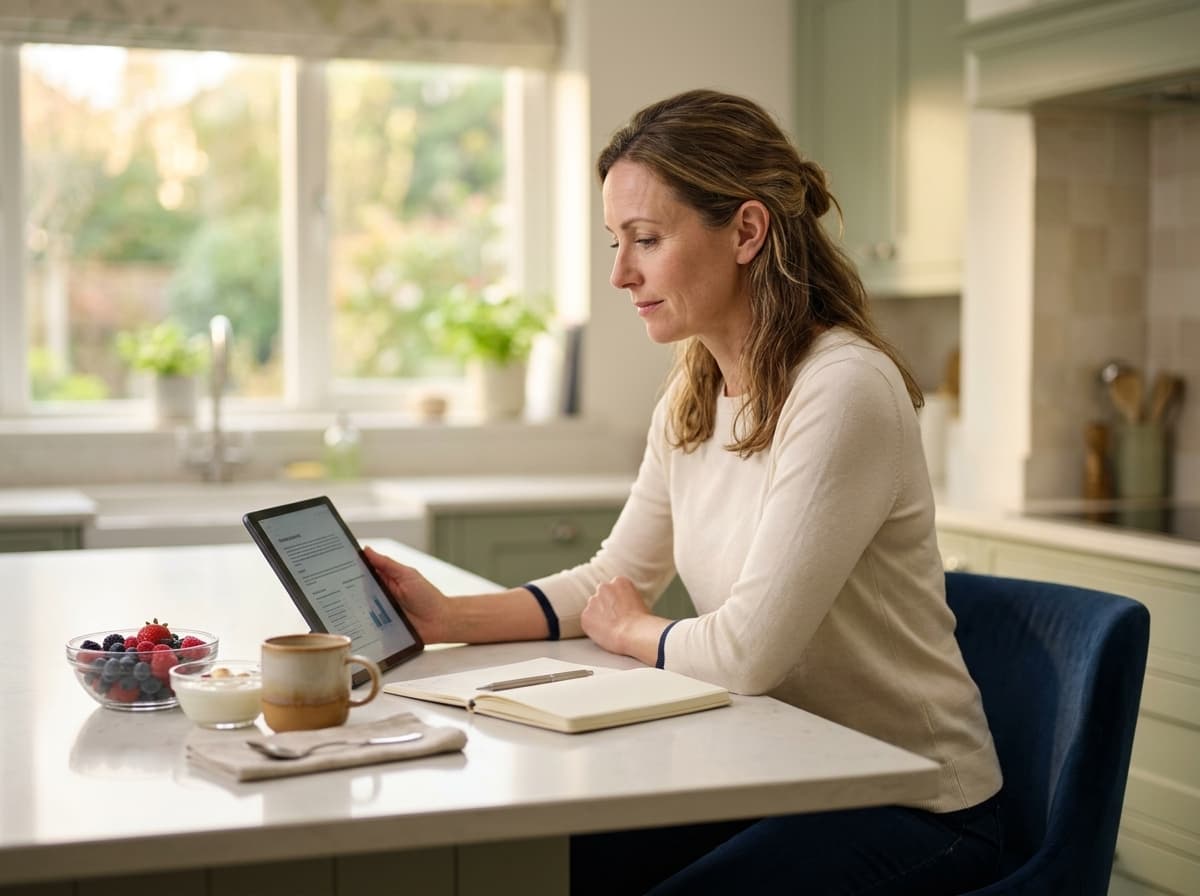 Patient reviewing her care plan at home